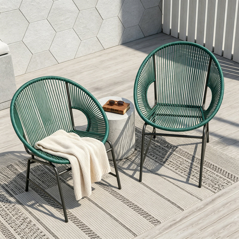 Ensemble de chaises de patio en osier, Teal
