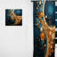 Gold Teal Abstract Spirals II - Rideau abstrait obscurcissant avec spirales abstraites - 1 panneau-107831816