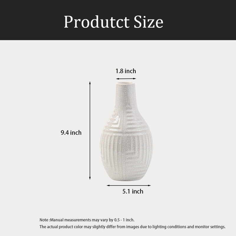 Vase en céramique, vase à fleurs, vases à décor moderne, Blanc