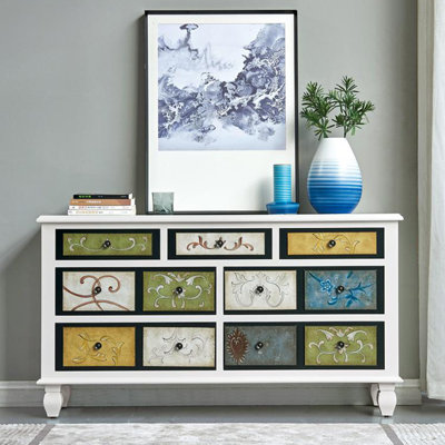 Solid Wood 7-Drawer Modern Storage Cabinet