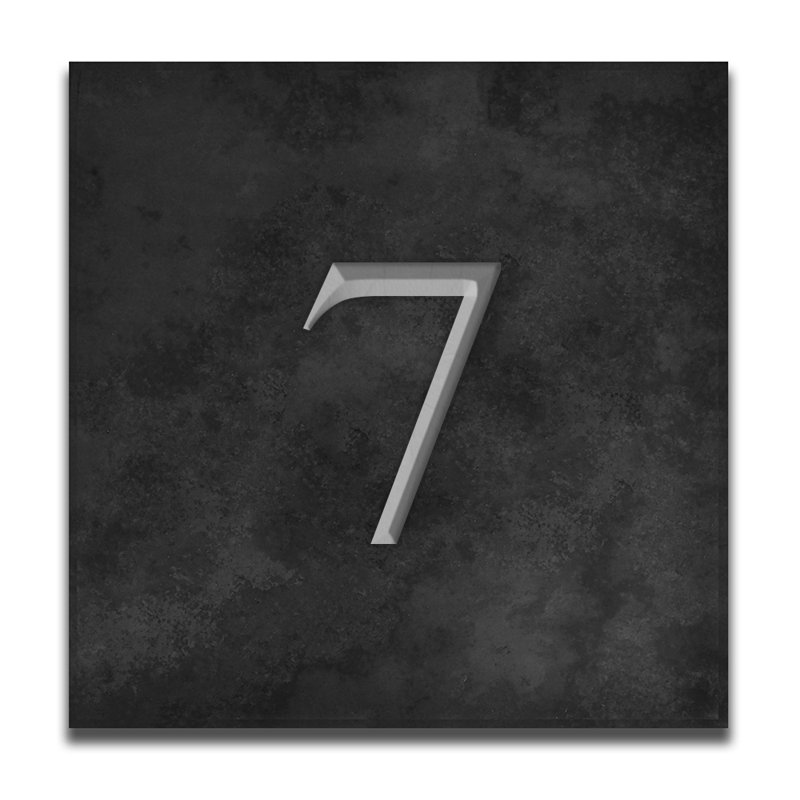 Velia 17.78cm H Stone House Number, 7, Silver