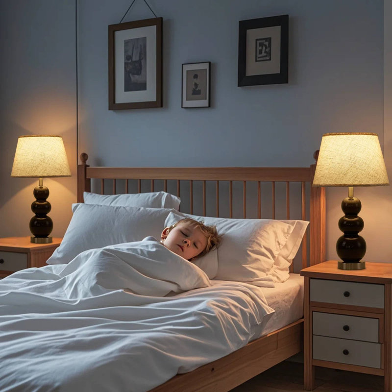 62.4cm Brown Ceramic Table Lamp With USB Ports And Bulb Included
