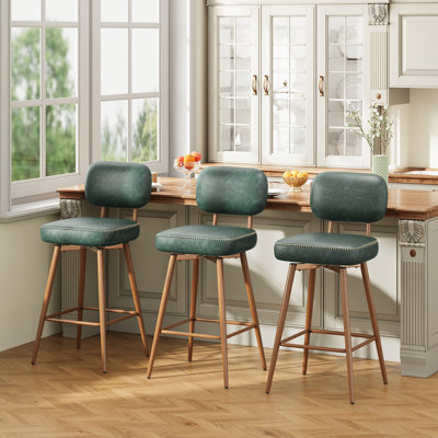 Modern Swivel Upholstered Counter Stools with Metal Frame