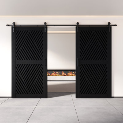 Ensemble de quincaillerie pour porte de grange en acier non assemblé et fini de 26 po x 80 po Homacer Black de 26 po x 80 po Homacer