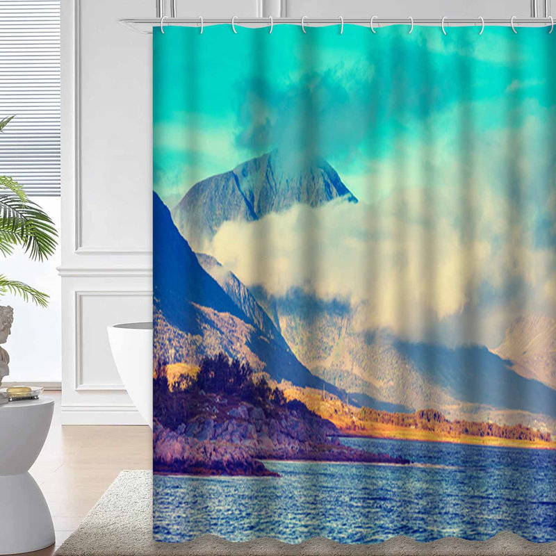 Rideau de douche à 12 crochets avec coucher de soleil et paysage arctique, L 72 po x l 84 po