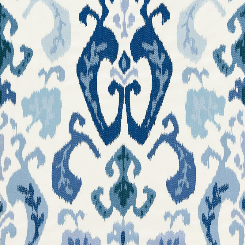 Tissu brodé mandalay ikat La Boheme, Porcelaine