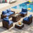 7-pieces Patio Furniture Set With 44" Propane Gas Fire Pit Table-121815471