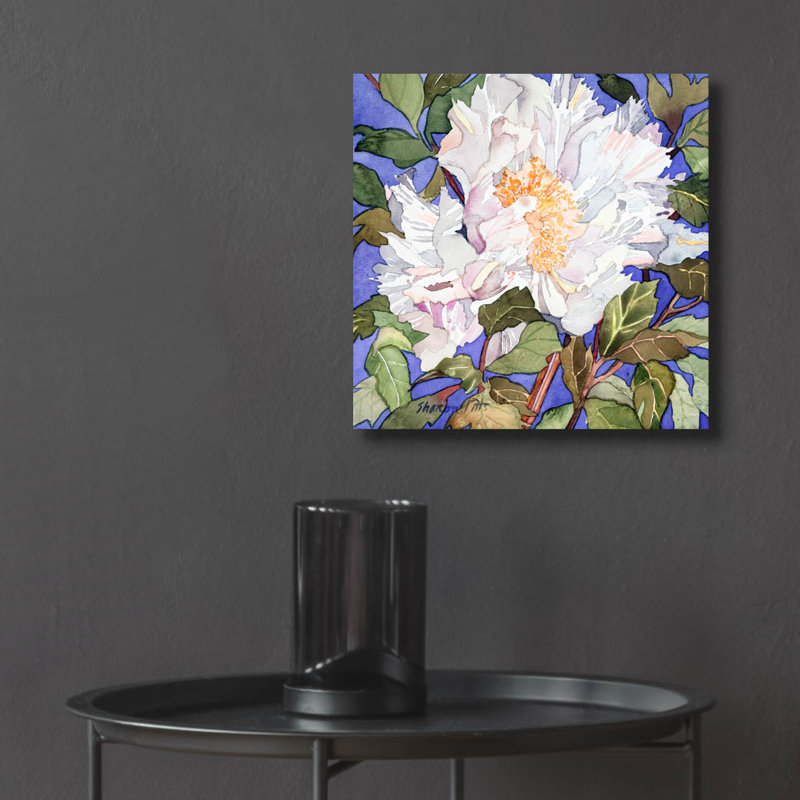 «White Peony» par Sharon Pitts, H 12 po x l 12 po x P 0,13 po