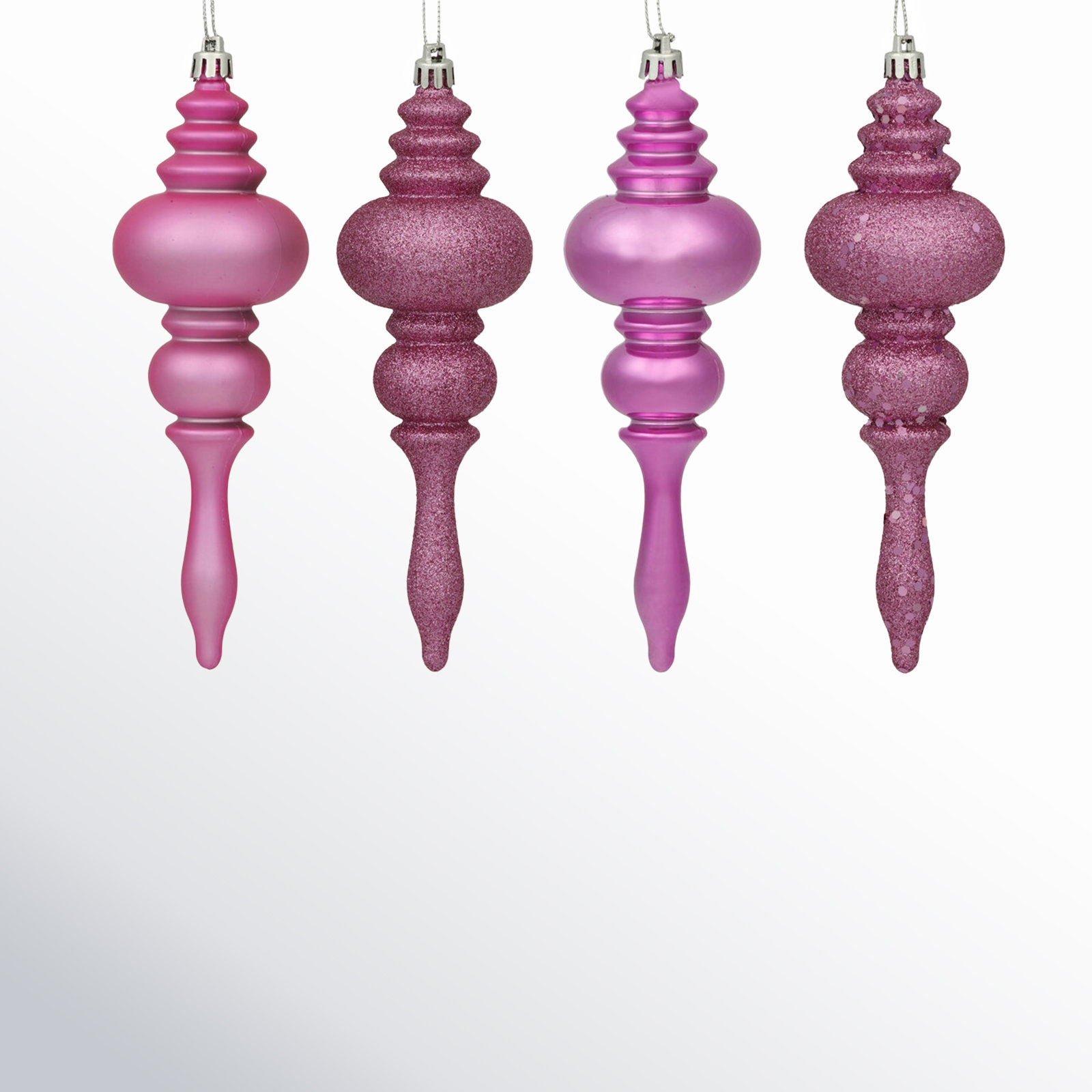 7" Finial Ornament 8/Pk, Bubblegum Pink