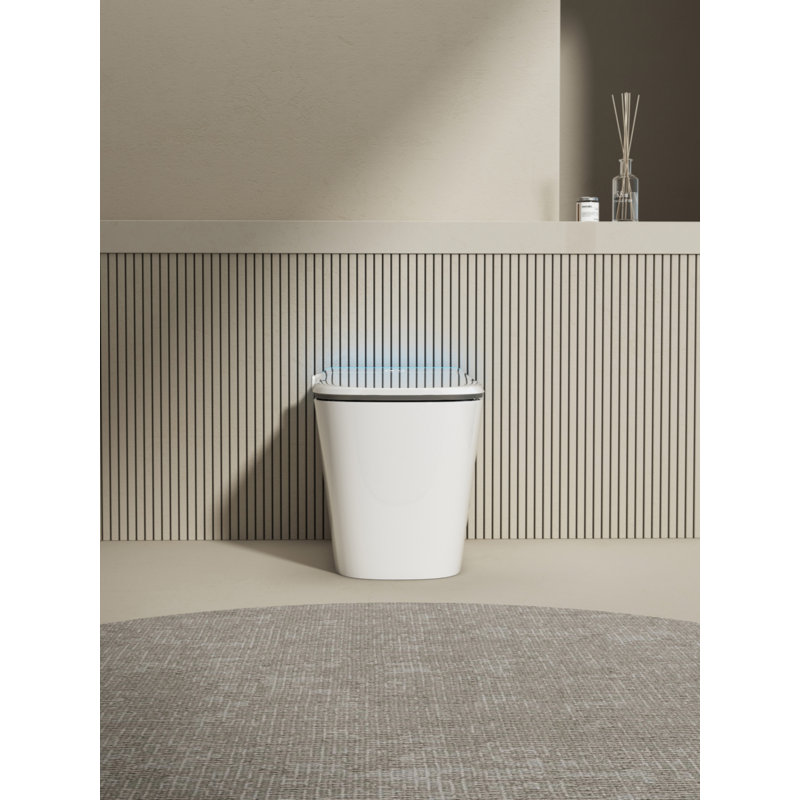Toilette plate carrée multifonctionnelle avec chasse d'eau automatique avec télécommande / capteur de pied / veilleuse