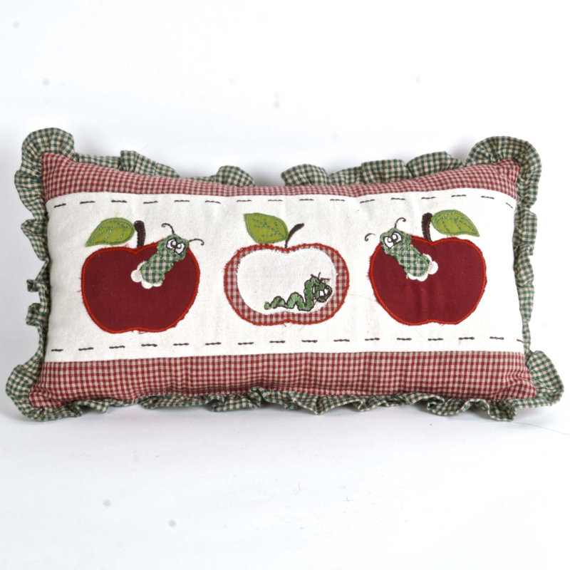 Coussin décoratif en coton rouge pommes