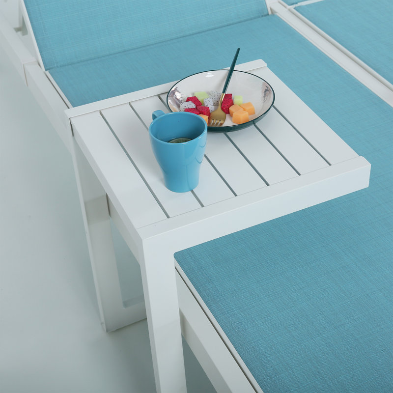 Table de bout d'extérieur d'intérieur en forme de C pour patio, Blanc