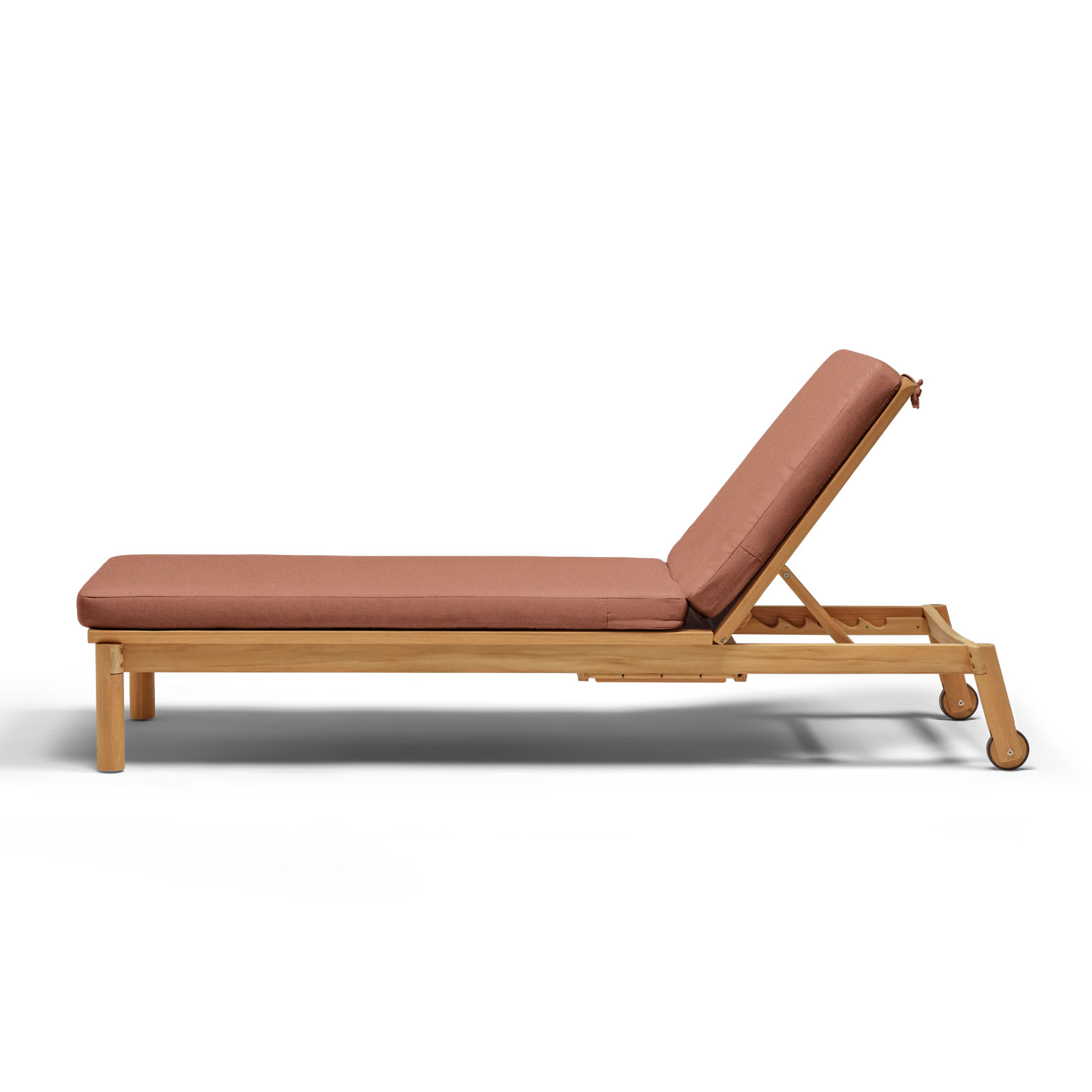 Haven 27.5'' Outdoor Teak Chaise Lounge, Sunbrella Rust