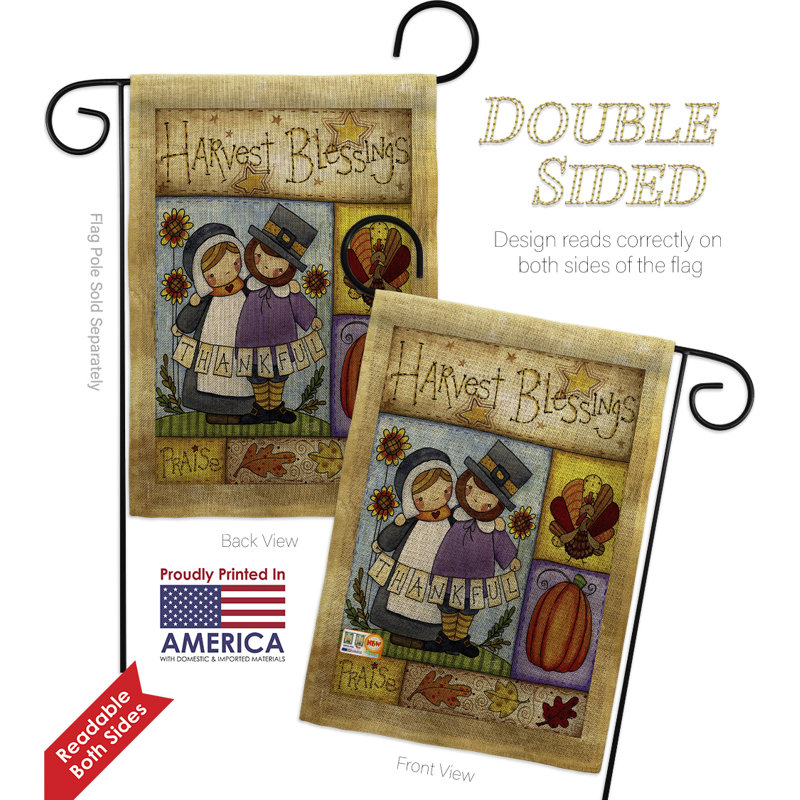 Ensemble de drapeaux en polyester 19 x 13 po Thankful Pilgrims
