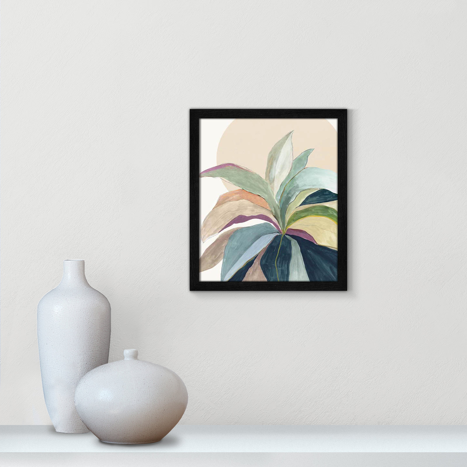 Sunny Bright Leaves II by Asia Jensen, Black Slim Unmatted Picture Framed, 15" H x 13" W x 0.75" D