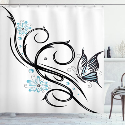 Tattoo Mixed Shower Curtain with Hooks Included