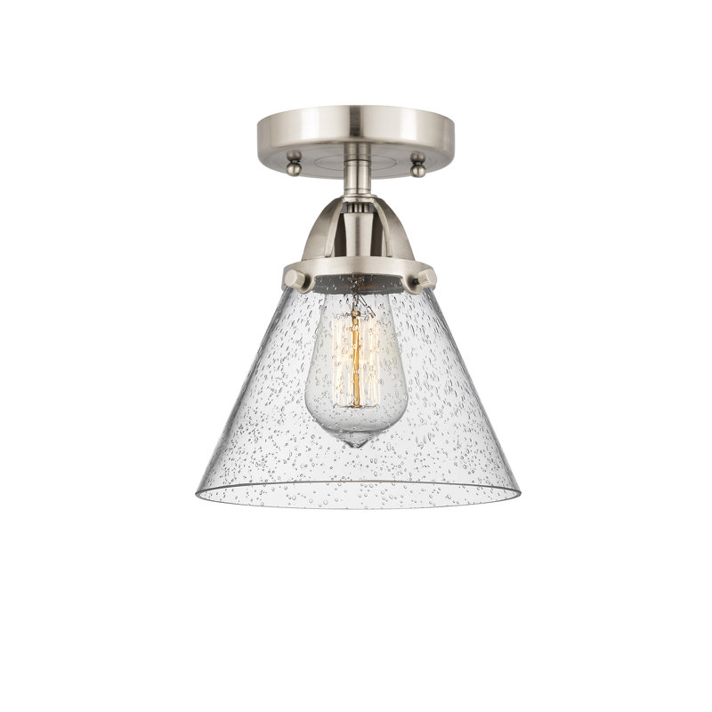 Plafonnier semi-encastré en verre à DEL, H 9,5 po x l 7,75 po x P 7,75 po, Grainé, Nickel satiné brossé
