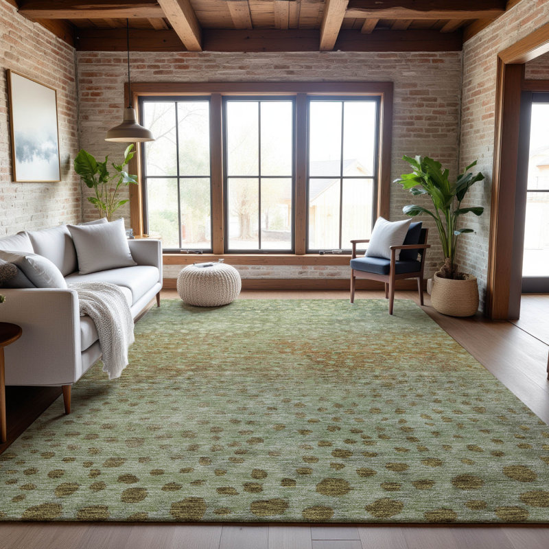 Premium Machine Washable Christina AMF1074 Circles Rug, Rectangle 8' x 10'