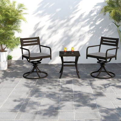 Ensembles de salle à manger de patio compacts, chaises pivotantes en métal durables, patio moderne