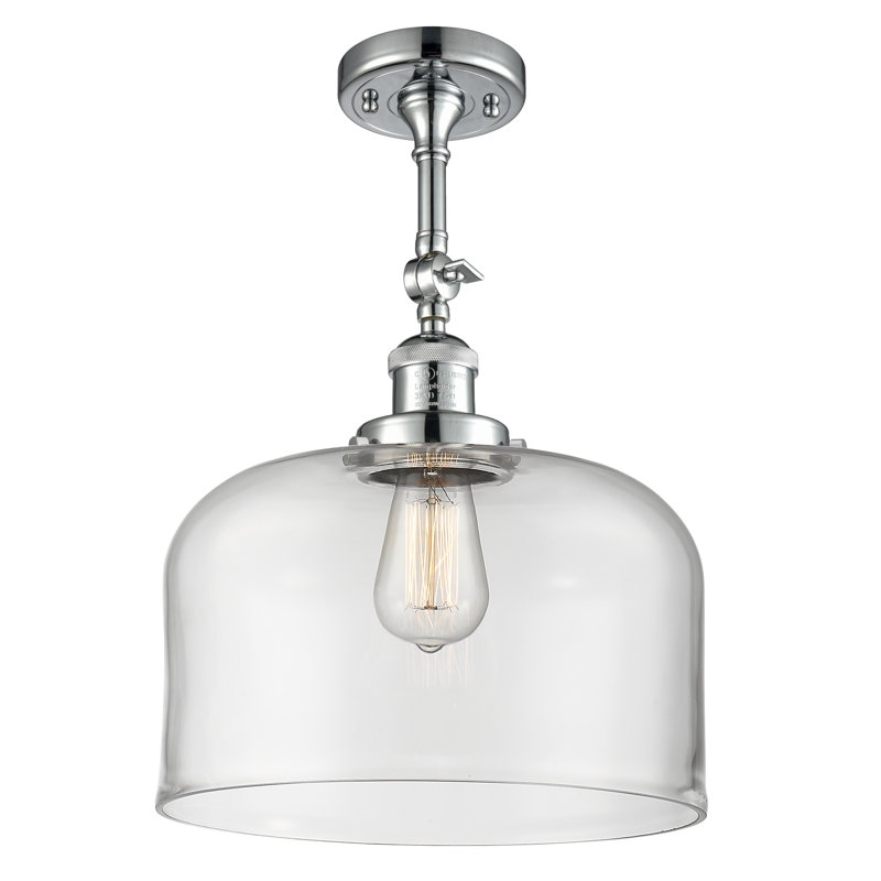 Plafonnier semi-encastré 1 lumière 12 po Temescal, Transparent, Ampoule non incluse, Chrome poli