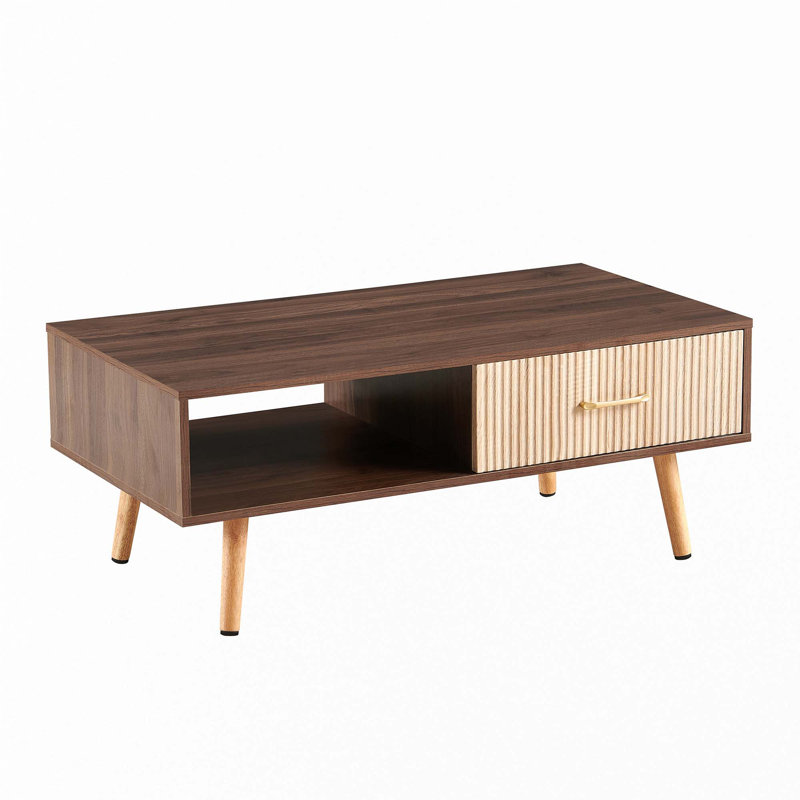 Rectangle Coffee Table With Solid Wood Legs