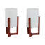 Lampe de table décorative à trépied cylindrique pour chevet de chambre à coucher - Petite lampe de bureau moderne pour décor de salon - 15 po, rouge et blanc