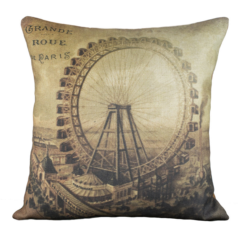 Grande Roue Cotton Blend Throw Pillow