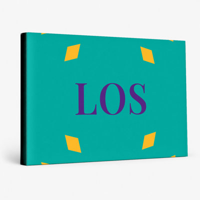 Los Angeles Womens Basketball City Colors Luxury Diamond Monogram — Gold Teal Purple — Canvas Wall Art