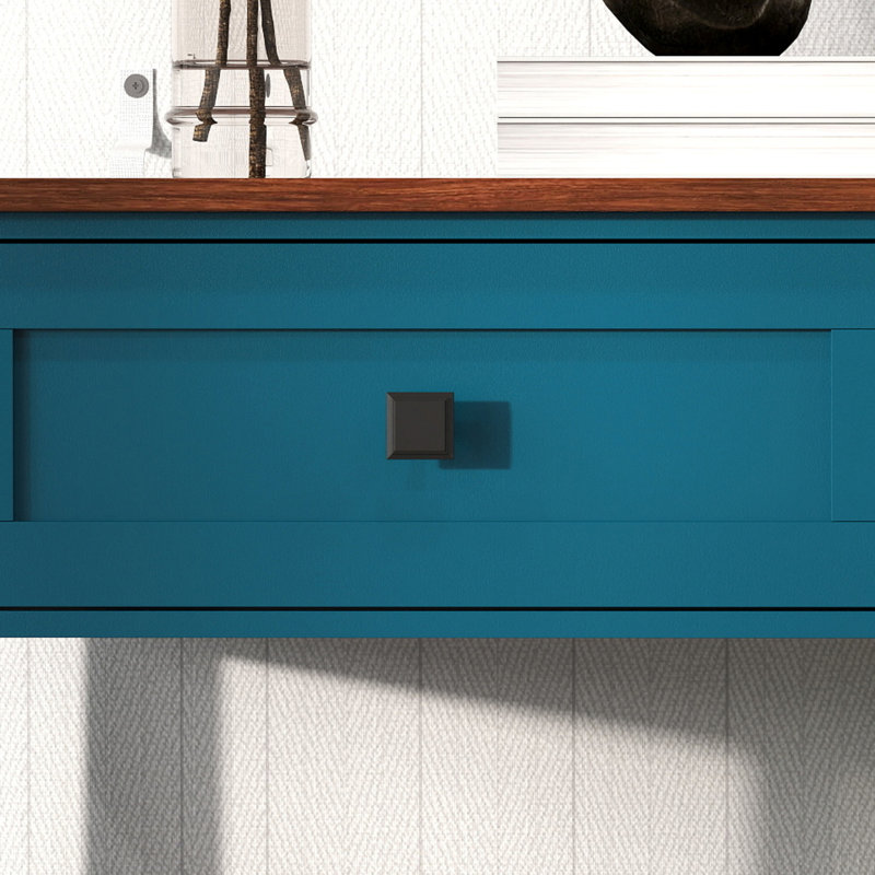 Farmhouse Style Console Table with 2 Drawer and Bottom Storage Shelf for Entryway, Rustic Side Table with Storage Drawer and Shelf for Living room, Hallway(Pagoda Blue)