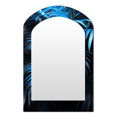 Miroir décoratif sur métal bleu et noir Natures Nuance I - Floral Arch