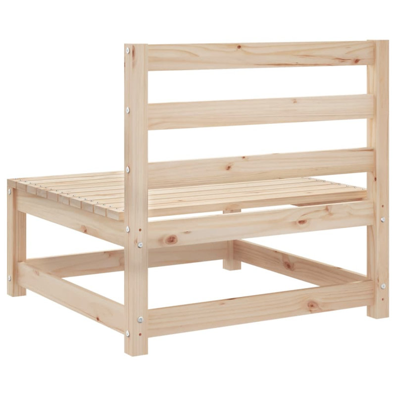  Ensemble de canapé de jardin modulaire en bois de pin massif naturel, Coussin gris foncé / structure naturelle