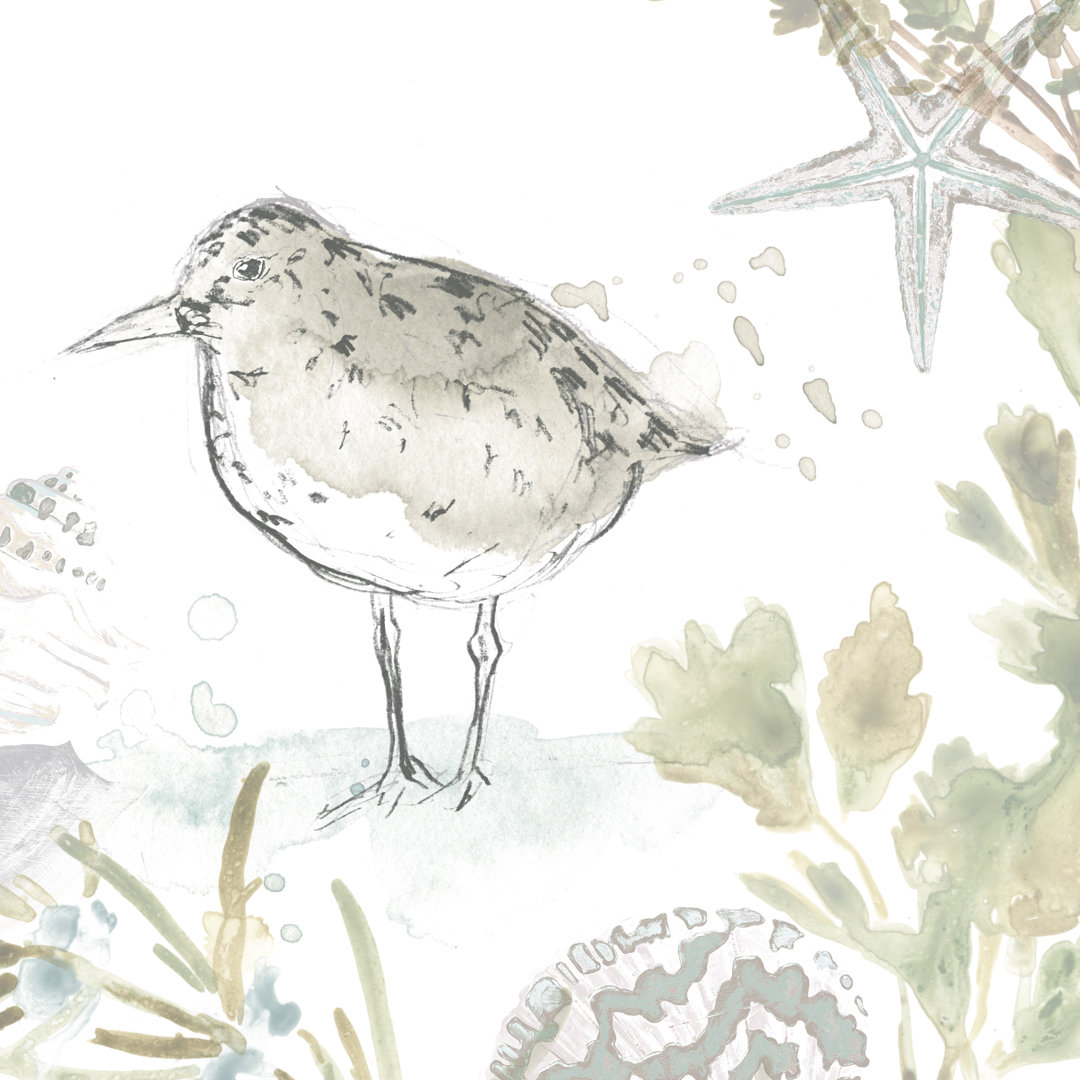 Seaside Sandpipers IV by June Erica Vess - Wrapped Canvas Painting