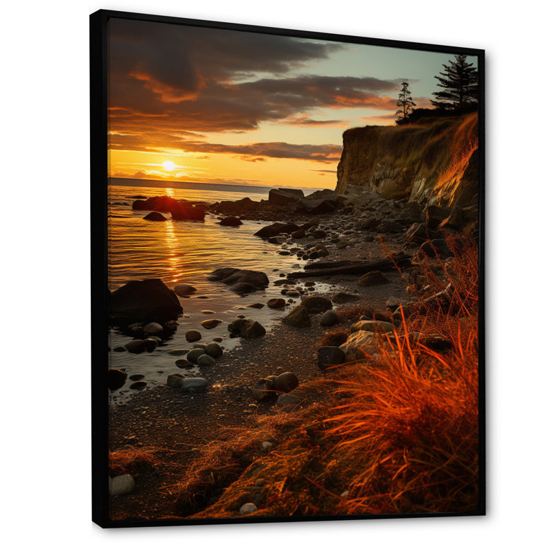 Norson Vibrant Costal Clift sur toile, H 20 po x l 12 po x P 1 po, Cadre flottant noir