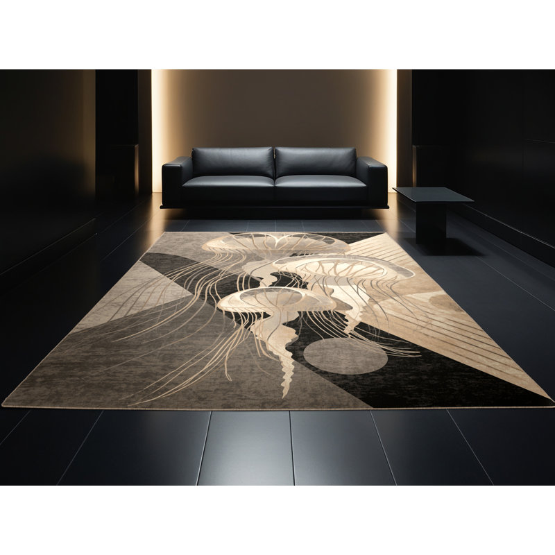 Tapis art déco lavable à la machine Pantelia, 8x12