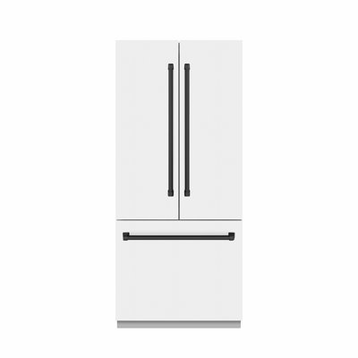 ZLINE Autograph 36 in. Black Stainless Refrigerator with Stainless Steel Interior with Accents