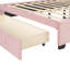 Lit rembourré en velours rose avec plateforme grand format et tête de lit à oreilles - Base stable, rangement relaxant à grand tiroir-953838084