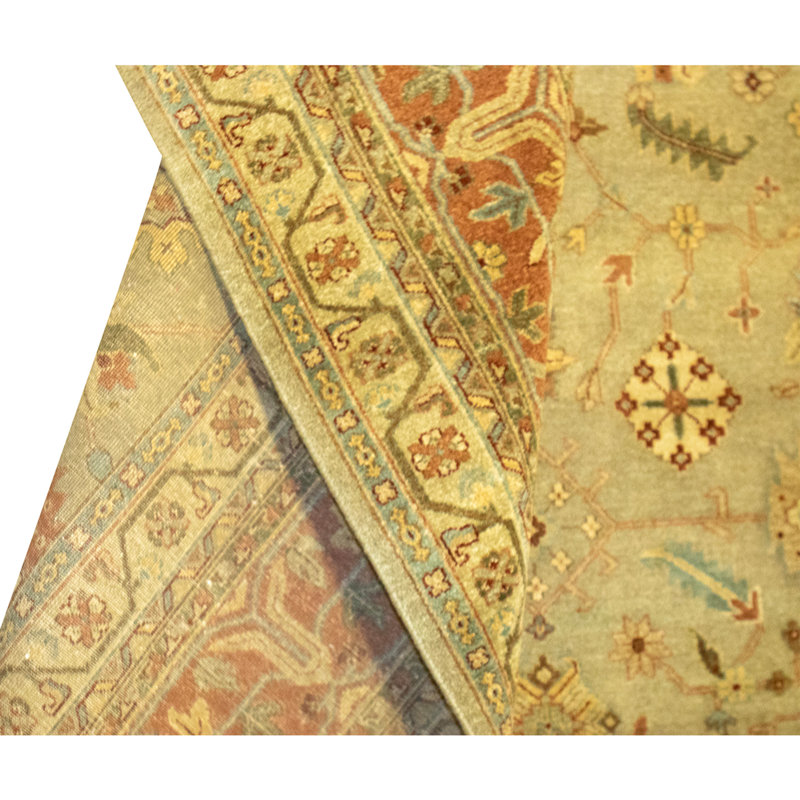 Hand Knotted Oriental Area Rug in Beige And Peach