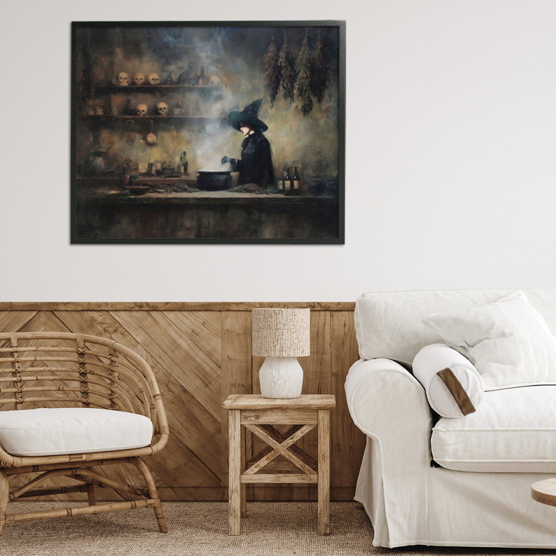 «Witch's Cauldron Brew», dessin par Arlington Prints, Giclée encadrée noir minuit, H 24 po x l 30 po