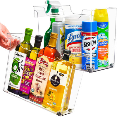  2 Pack Clear Roll Out Kitchen, Pantry and Fridge Caddy
