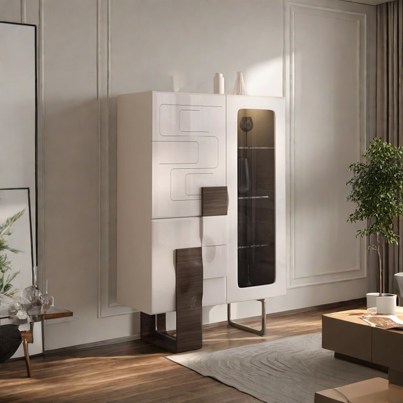 Armoire d'appoint Nordic Modern, Blanc / brun