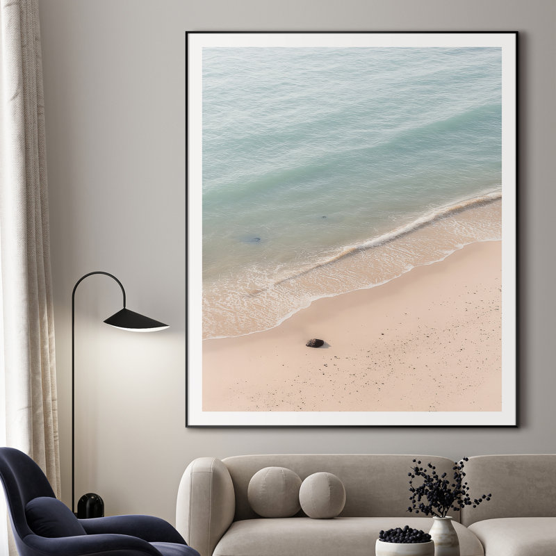 Très grande reproduction d'art mural côtier serein - plage tranquille et vagues douces, décoration côtière pour le salon ou la chambre à coucher, assemblage requis