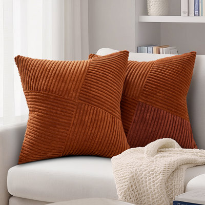 Corduroy Throw Pillow Covers,Soft Corduroy Couch Decorative Pillow Covers Windmill Textured Striped Cushion Cover,Set of 2