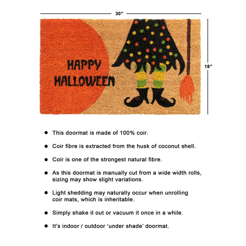 Tapis d'entrée antidérapant Huldrik Halloween Witches 30 po x 18 po