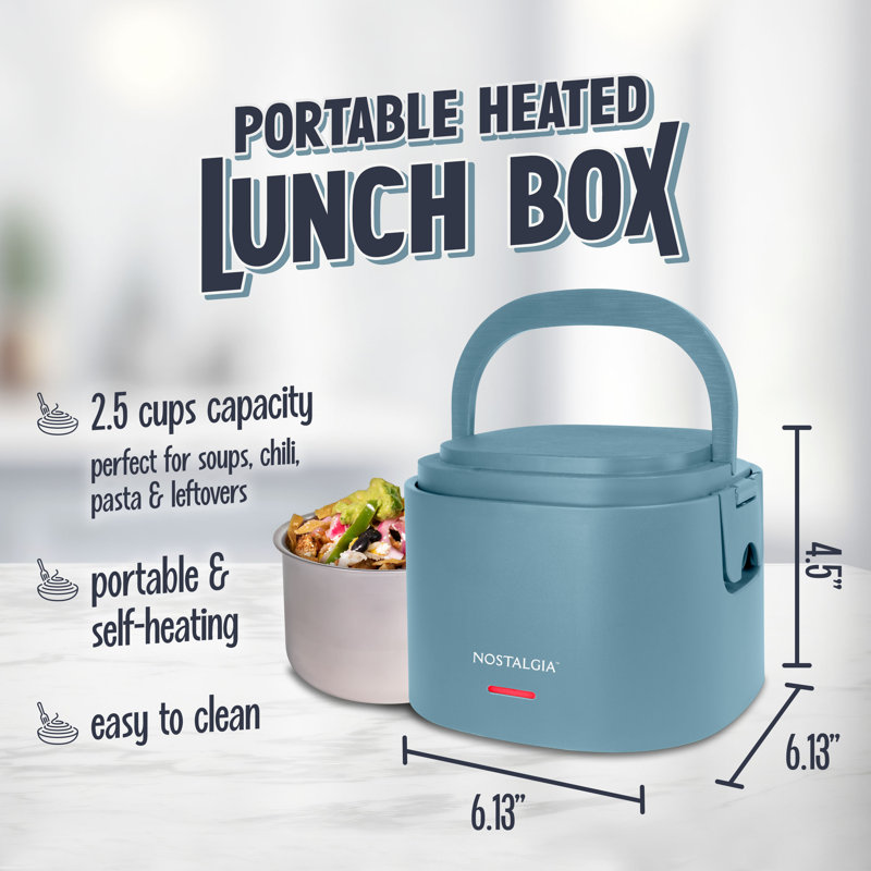 Nostalgie 20 oz Boîte à lunch portable et chauffée, Bleu océan