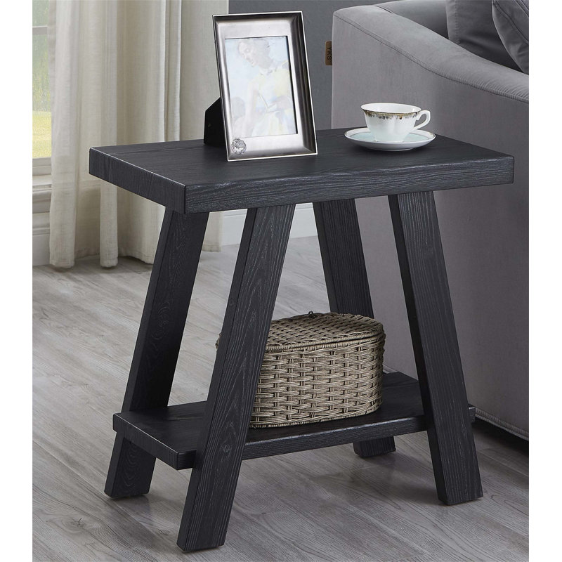 Table de bout avec rangement Angeleca, Noir / noir foncé, H 23 po x l 24 po x P 22 po
