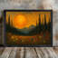 «Moonlit Pine Forest», encadré noir, pleine lune, peinture de champ de fleurs sauvages, art mural paysage nature Moody Mystical-1542516228