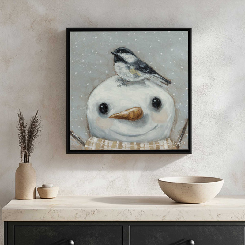 «The Cute Little visiteur I» par Sara G, impression d'art, L 36 x H 36, Brun, Toile avec cadre