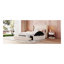 Lit plateforme tapissier en velours avec tête de lit à oreilles, 1 grand tiroir et 2 tabourets de rangement latéraux (beige)-1277911676
