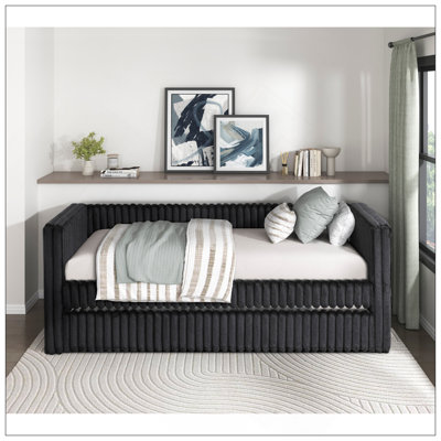 Modern Luxury Daybed With Trundle, Durable Corduroy Upholstery, And High Weight Capacity For Comfortable Sleeping And Seating