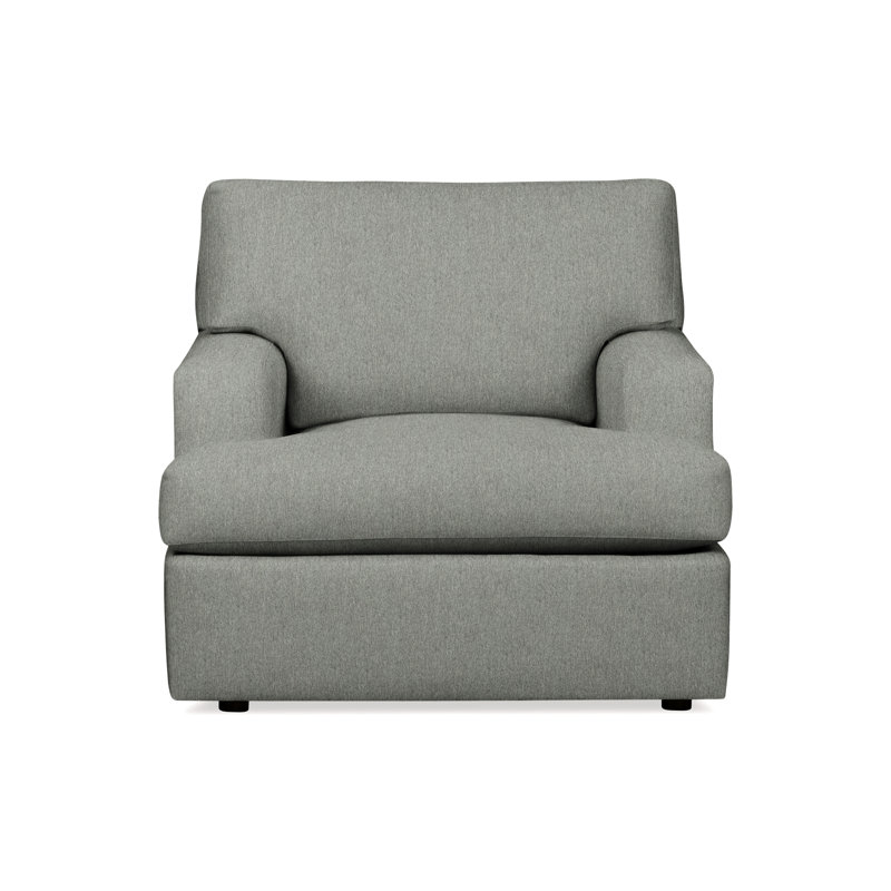 Cleo Upholstered Custom Accent Chair, Ticket Smoke Heathered Basketweave